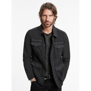John Varvatos Luis Field Jacket  Military Black EU 48 Medium Pockets $498 NWT